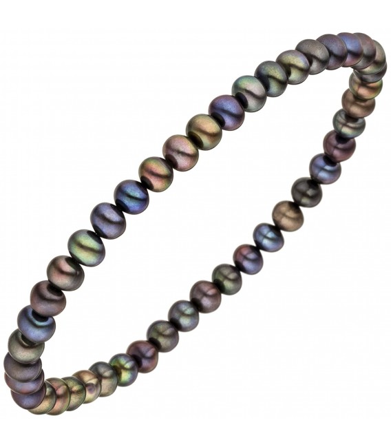 Armband mit Süßwasser Perlen dunkel 19 cm Perlenarmband elastisch - Bild 1