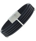 Armband Leder schwarz mit Edelstahl - 50547