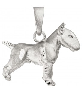 Anhänger Bullterrier Hund 925 Sterling Silber matt Silberanhänger - Bild 1