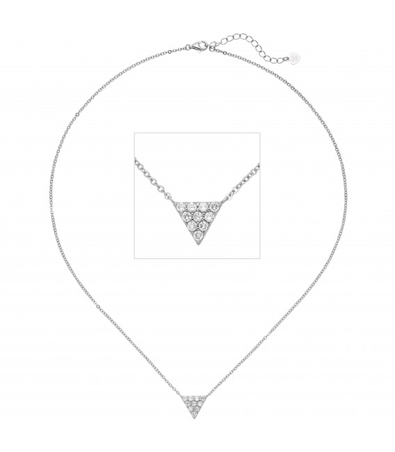 Collier Kette mit Anhänger Dreieck 925 Silber 10 Zirkonia 46 cm Halskette - Bild 1