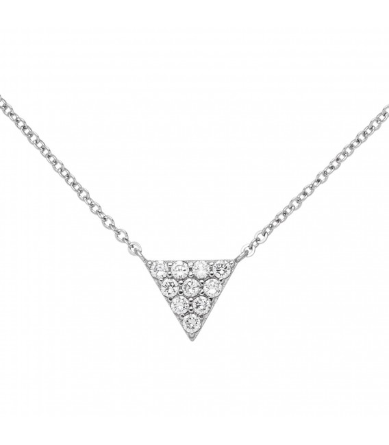 Collier Kette mit Anhänger Dreieck 925 Silber 10 Zirkonia 46 cm Halskette - Bild 3