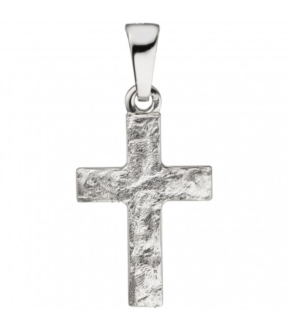 Anhänger Kreuz 925 Silber matt gehämmert Kreuzanhänger Silberkreuz - Bild 1