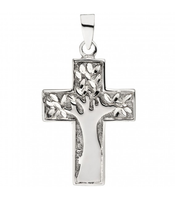 Anhänger Kreuz Baum 925 Sterling Silber Kreuzanhänger Silberkreuz - Bild 1