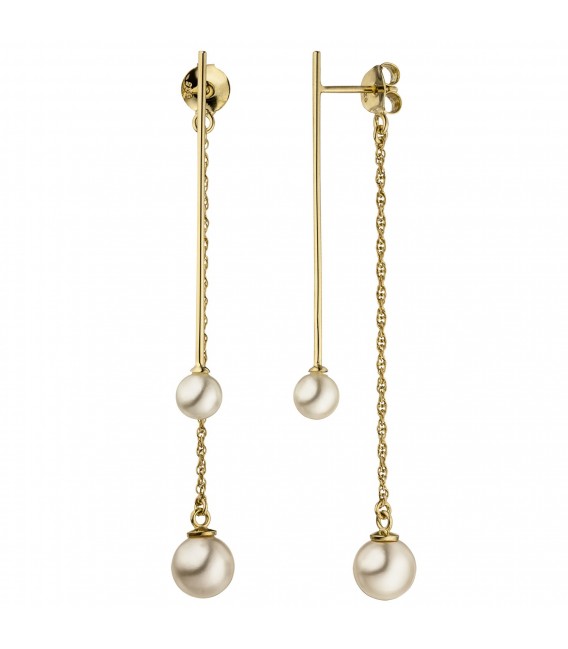 Ohrhänger 925 Sterling Silber gold vergoldet 4 Perlen Ohrringe Perlenohrhänger - Bild 1
