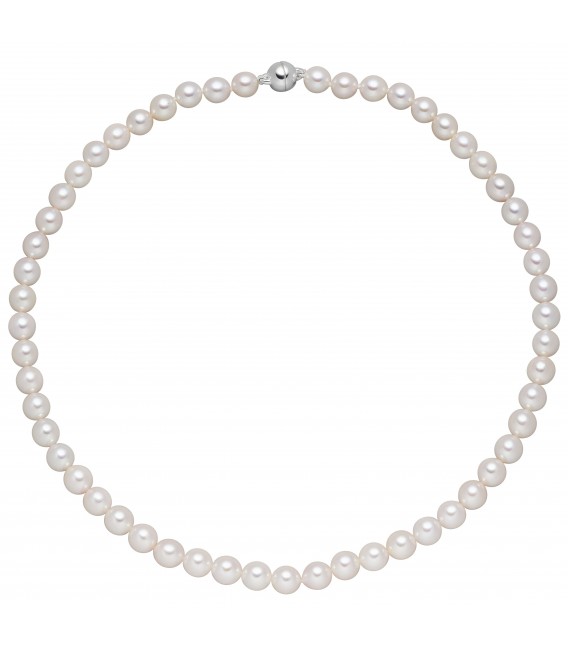 Kette mit Akoya Perlen und 925 Sterling Silber 43 cm Perlenkette Halskette - Bild 1