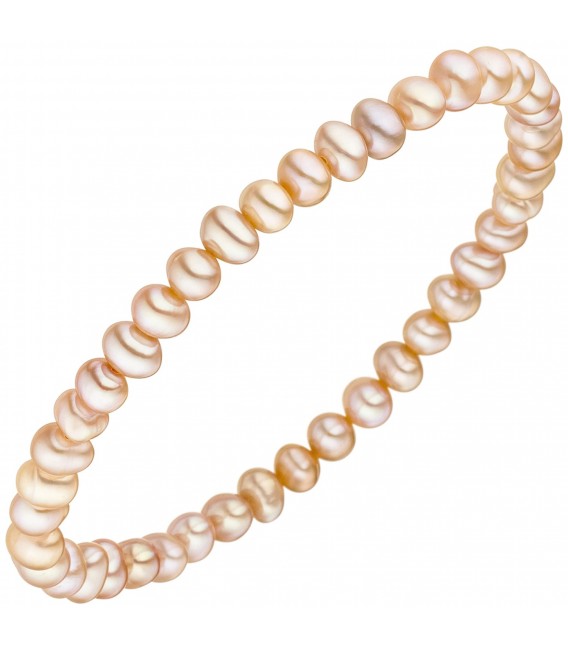 Armband mit Süßwasser Perlen natur 19 cm Perlenarmband elastisch - Bild 1