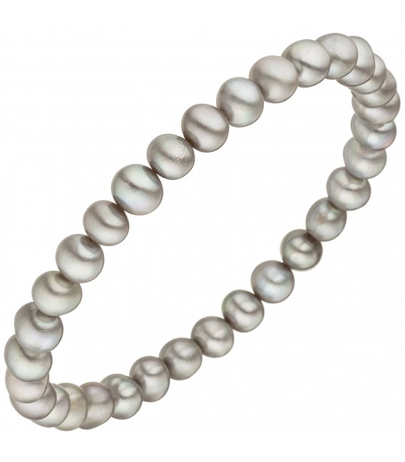 Armband mit Süßwasser Perlen grau 19 cm Perlenarmband elastisch - Bild 1