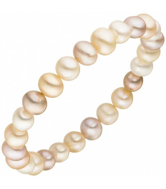 Armband mit Süßwasser Perlen multicolor 19 cm Perlenarmband elastisch - Bild 1
