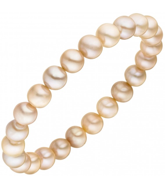 Armband mit Süßwasser Perlen natur 19 cm Perlenarmband elastisch - Bild 1