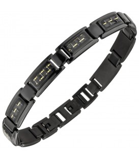 Armband Edelstahl schwarz beschichtet mit goldfarbenen Effekten 22 cm - Bild 1
