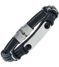 Armband Leder schwarz mit Edelstahl - 50559