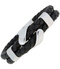 Armband 2-reihig Leder schwarz - 50581