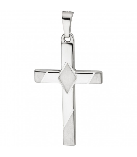 Anhänger Kreuz 925 Sterling Silber teil matt Kreuzanhänger Silberkreuz - Bild 1