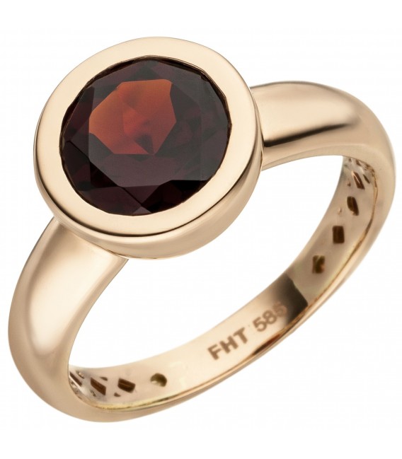 Damen Ring 585 Gold Rotgold 1 Granat rot Goldring Granatring - Bild 1