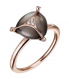 Damen Ring 585 Gold Rotgold 1 Monstein grau 6 Diamanten Brillanten Mondsteinring - Bild 1