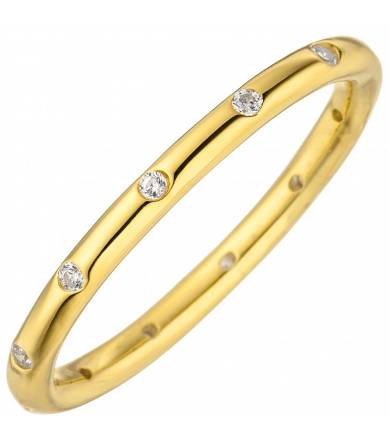 Damen Ring 3-teilig 925 Silber tricolor dreifarbig vergoldet 24 Zirkonia - Bild 2