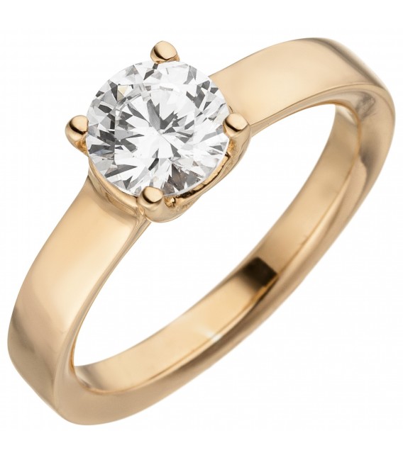 Damen Ring 585 Gold Rotgold 1 Diamant Brillant 1