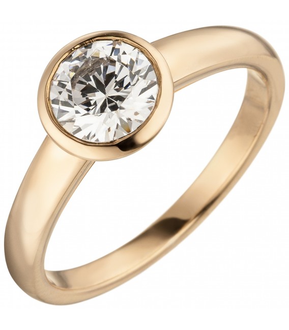 Damen Ring 585 Gold Rotgold 1 Diamant Brillant 1