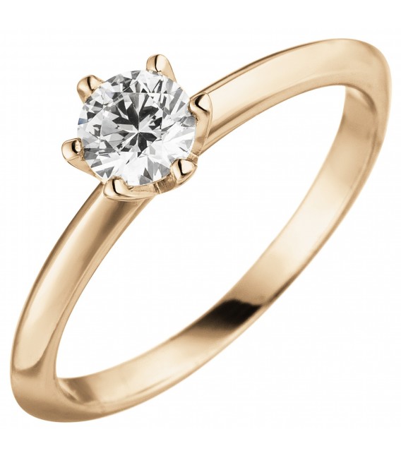Damen Ring 585 Gold Rotgold 1 Diamant Brillant 0