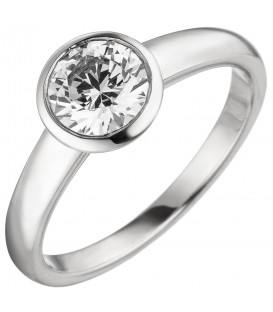 Damen Ring 585 Gold Weißgold 1 Diamant Brillant 1