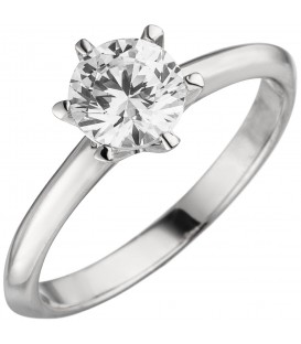 Damen Ring 585 Gold Weißgold 1 Diamant Brillant 1