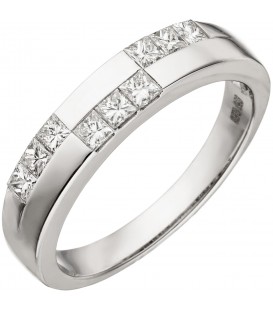 Damen Ring 585 Gold Weißgold 9 Diamanten im Carree Schliff Weißgoldring - Bild 1