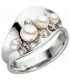 Damen Ring breit 925 Sterling Silber 4 Akoya Perlen 5 Zirkonia Perlenring - Bild 1