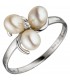 Damen Ring 925 Silber 3 Süßwasser Perlen 1 Zirkonia Perlenring Silberring - Bild 1