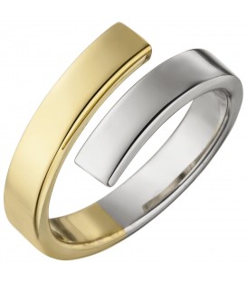Damen Ring offen 925 Sterling Silber bicolor vergoldet Silberring - Bild 1
