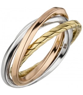Damen Ring verschlungen 925 Sterling Silber tricolor dreifarbig vergoldet - Bild 1