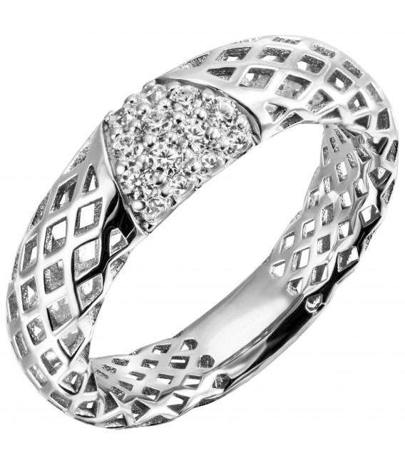 Damen Ring 925 Sterling Silber 14 Zirkonia Silberring - Bild 1