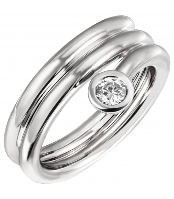 Damen Ring 925 Sterling Silber 1 Zirkonia Silberring - Bild 1