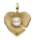 Anhänger Herz 585 Gold Gelbgold eismatt 1 Süßwasser Perle Herzanhänger - Bild 1