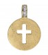 Anhänger Kreuz 585 Gold Gelbgold eismatt 4 Diamanten Brillanten Kreuzanhänger - Bild 1